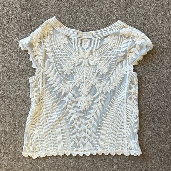 SAY WHAT? TOP LACE CREAM SIZE LARGE - Picture 3 of 3